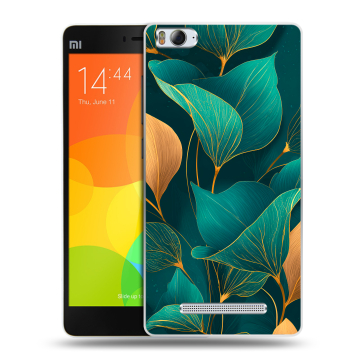 Пластиковый чехол на Xiaomi Mi4i с принтом Листья и золото Пластиковый чехол на Xiaomi Mi4i с принтом Листья и золото