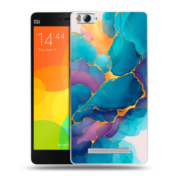 Пластиковый чехол на Xiaomi Mi4i с принтом Мрамор блестки
