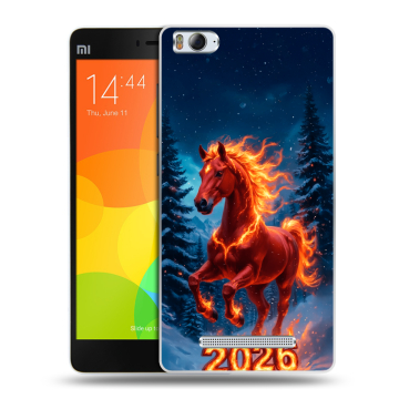 Пластиковый чехол на Xiaomi Mi4i с принтом Новый год коня Пластиковый чехол на Xiaomi Mi4i с принтом Новый год коня