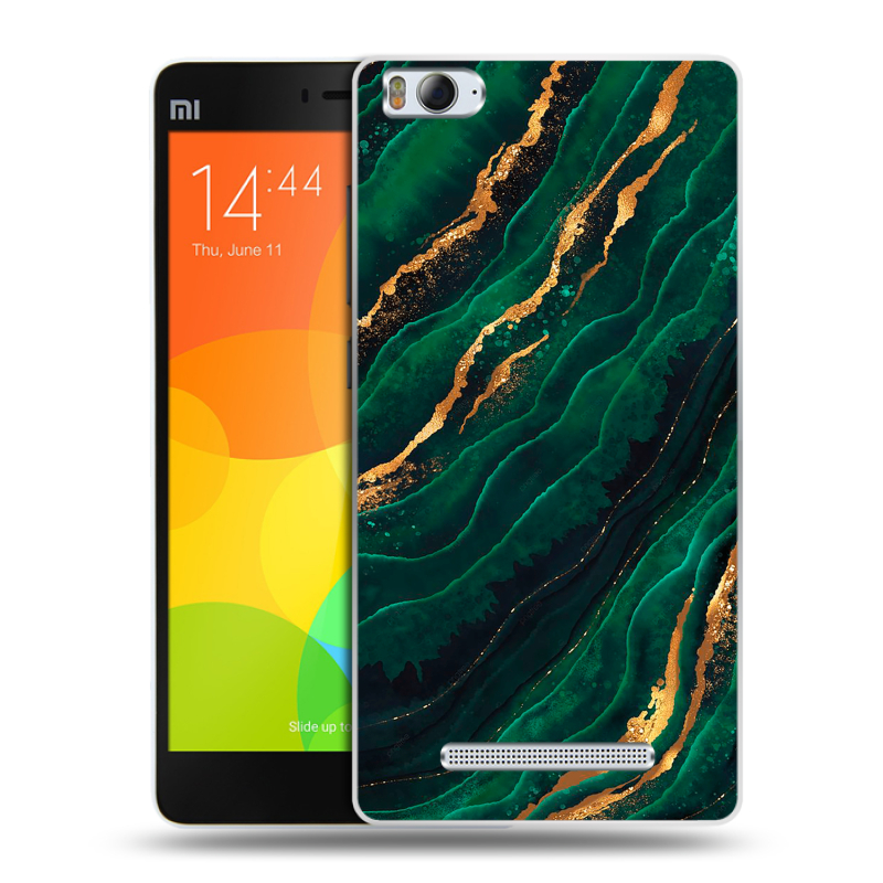 Пластиковый чехол на Xiaomi Mi4i с принтом Мрамор зеленое золото Пластиковый чехол на Xiaomi Mi4i с принтом Мрамор зеленое золото
