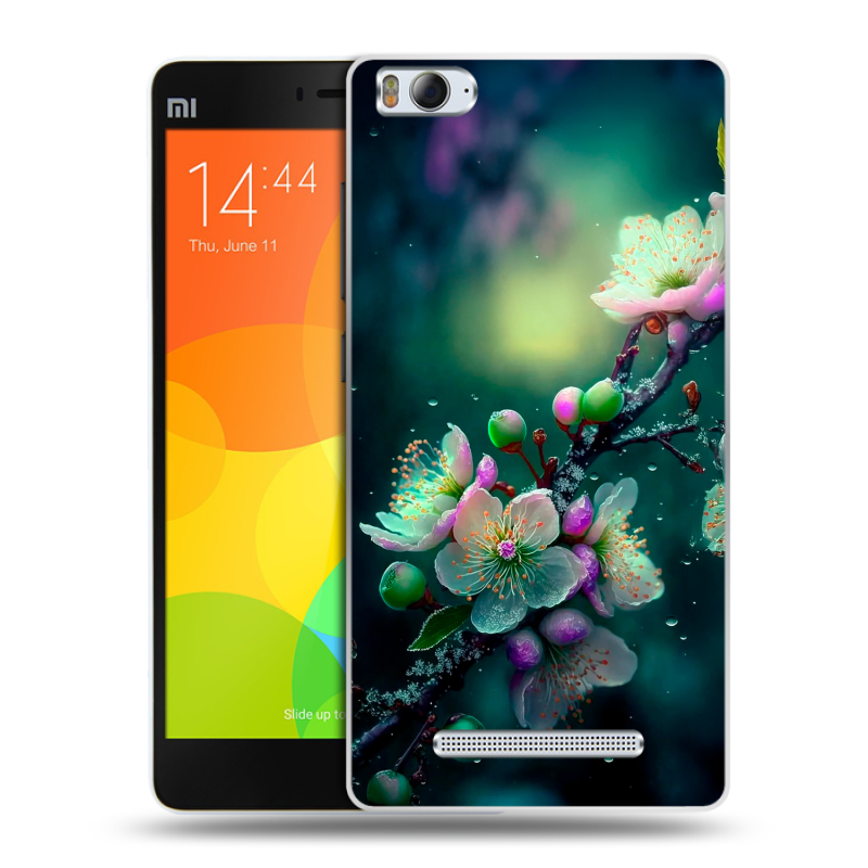Пластиковый чехол на Xiaomi Mi4i с принтом Цветы и мрамор Пластиковый чехол на Xiaomi Mi4i с принтом Цветы и мрамор