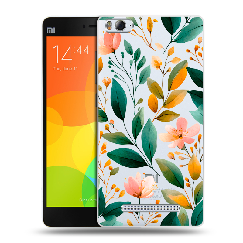 Пластиковый чехол на Xiaomi Mi4i с принтом Цветы паттерн Пластиковый чехол на Xiaomi Mi4i с принтом Цветы паттерн