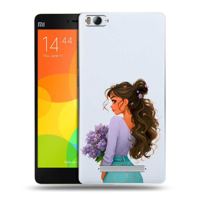 Пластиковый чехол на Xiaomi Mi4i с принтом девушка цветы Пластиковый чехол на Xiaomi Mi4i с принтом девушка цветы