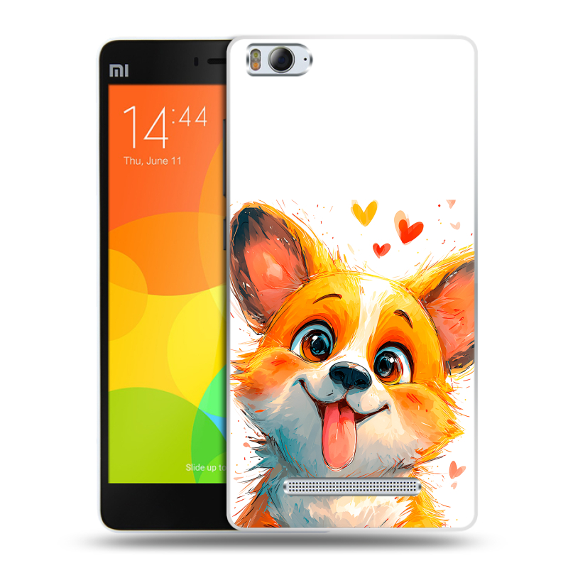 Пластиковый чехол на Xiaomi Mi4i с принтом корги Пластиковый чехол на Xiaomi Mi4i с принтом корги