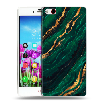 Силиконовый чехол на ZTE Nubia Z9 Max с принтом Мрамор зеленое золото Силиконовый чехол на ZTE Nubia Z9 Max с принтом Мрамор зеленое золото
