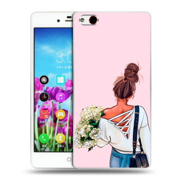 Силиконовый чехол на ZTE Nubia Z9 Max с принтом Девушка и букет Силиконовый чехол на ZTE Nubia Z9 Max с принтом Девушка и букет