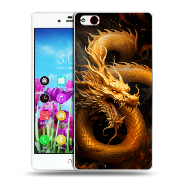 Силиконовый чехол на ZTE Nubia Z9 Max с принтом Золотой дракон Силиконовый чехол на ZTE Nubia Z9 Max с принтом Золотой дракон