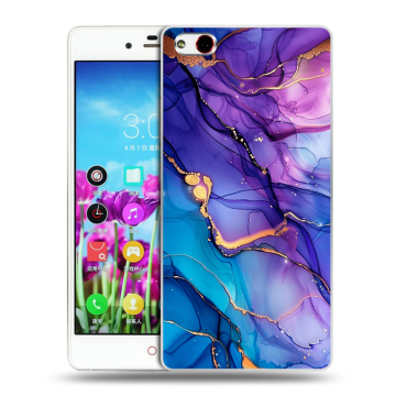 Силиконовый чехол на ZTE Nubia Z9 Max с принтом синий мрамор