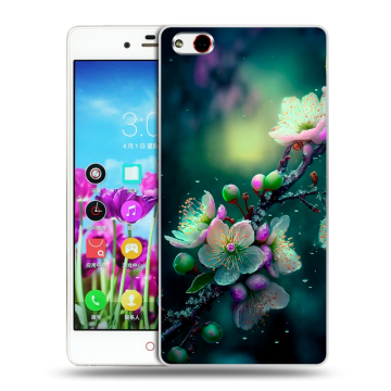 Силиконовый чехол на ZTE Nubia Z9 Max с принтом Цветы и мрамор