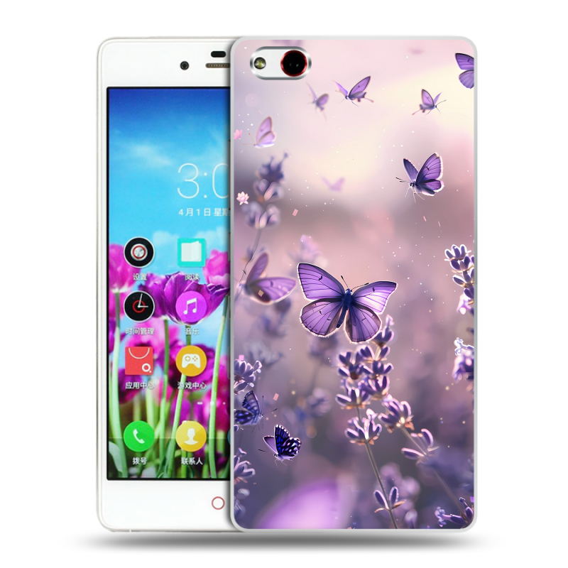 Пластиковый чехол на ZTE Nubia Z9 Max с принтом бабочки и лаванда Пластиковый чехол на ZTE Nubia Z9 Max с принтом бабочки и лаванда