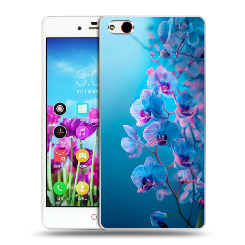 Силиконовый чехол на ZTE Nubia Z9 Max с принтом голубые орхидеи Силиконовый чехол на ZTE Nubia Z9 Max с принтом голубые орхидеи