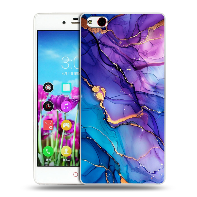 Силиконовый чехол на ZTE Nubia Z9 Max с принтом синий мрамор Силиконовый чехол на ZTE Nubia Z9 Max с принтом синий мрамор