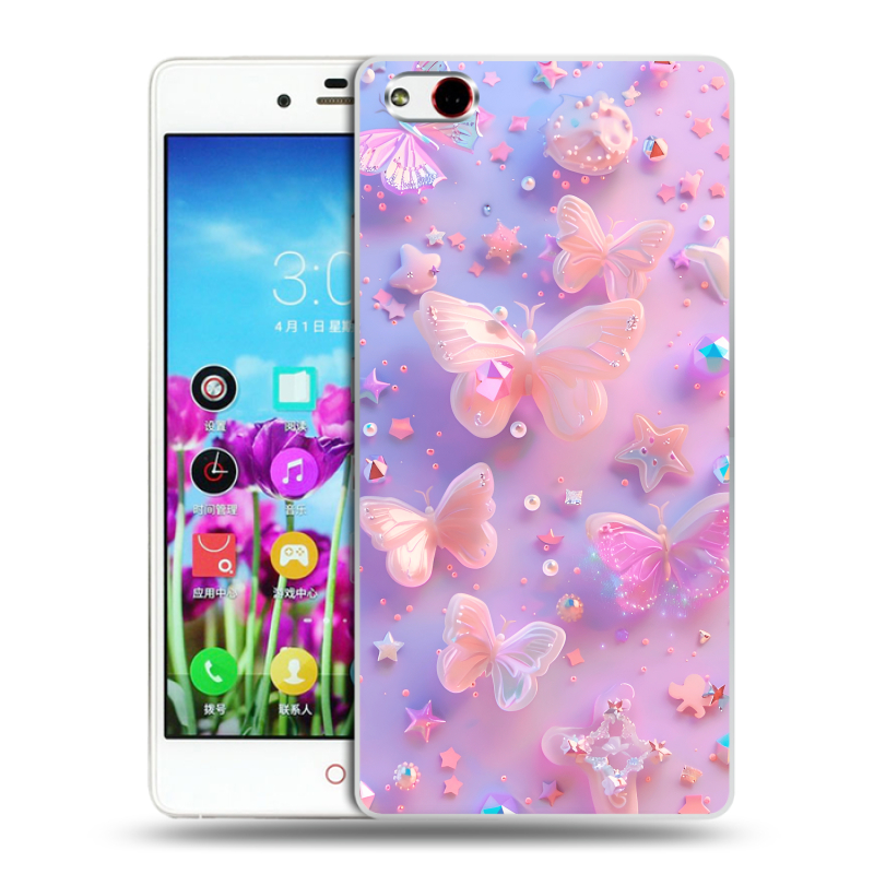 Силиконовый чехол на ZTE Nubia Z9 Max с принтом Бабочки Силиконовый чехол на ZTE Nubia Z9 Max с принтом Бабочки