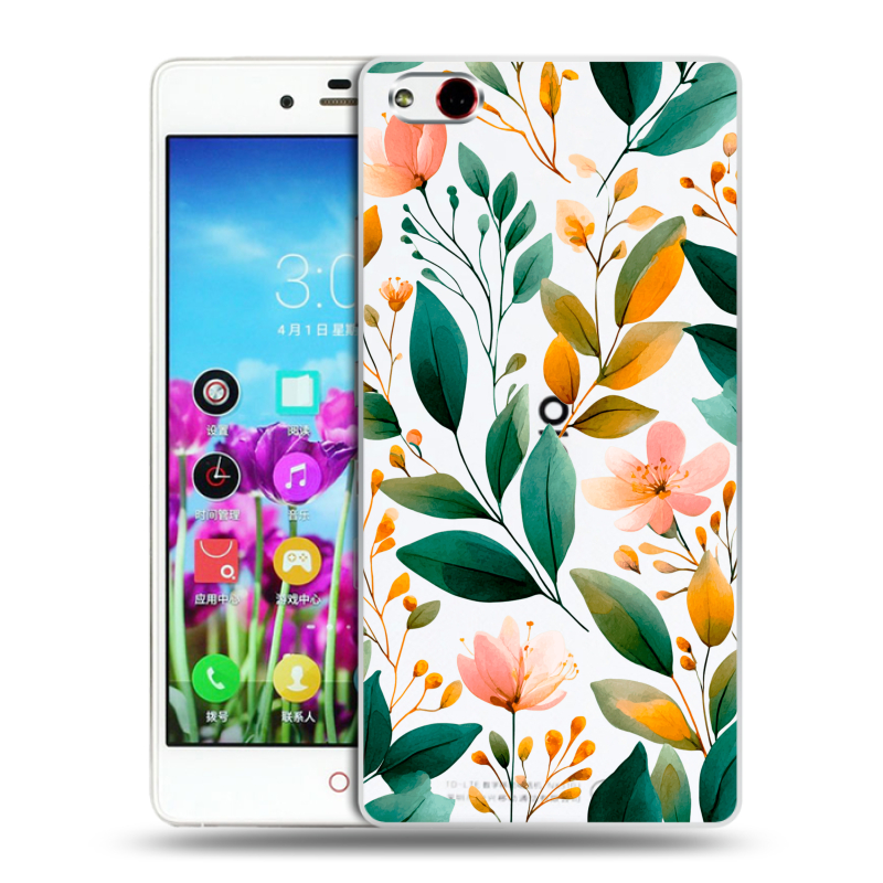 Силиконовый чехол на ZTE Nubia Z9 Max с принтом Цветы паттерн Силиконовый чехол на ZTE Nubia Z9 Max с принтом Цветы паттерн