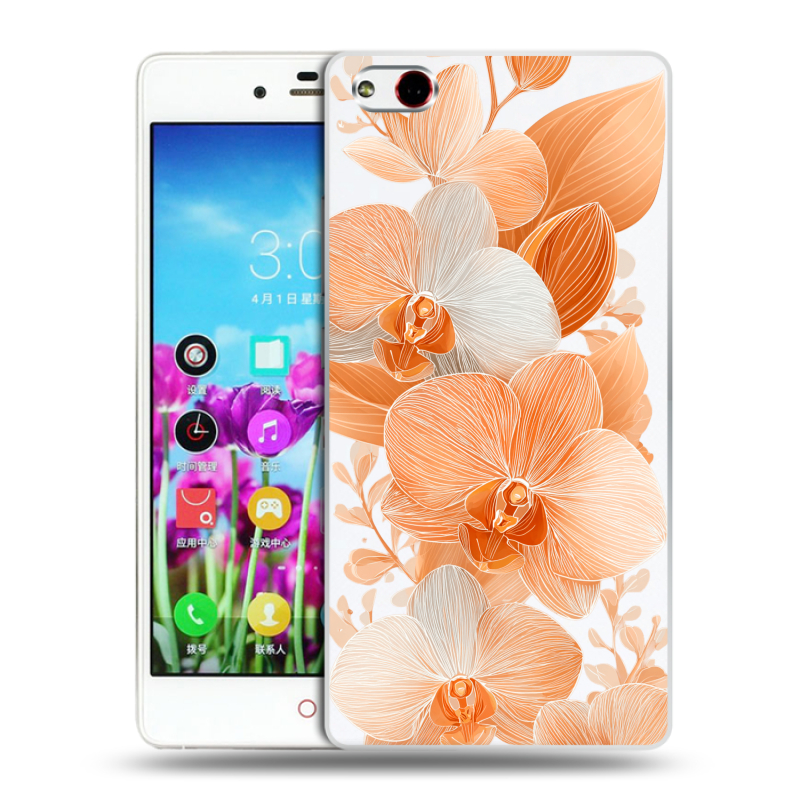 Силиконовый чехол на ZTE Nubia Z9 Max с принтом Бежевые цветы Силиконовый чехол на ZTE Nubia Z9 Max с принтом Бежевые цветы