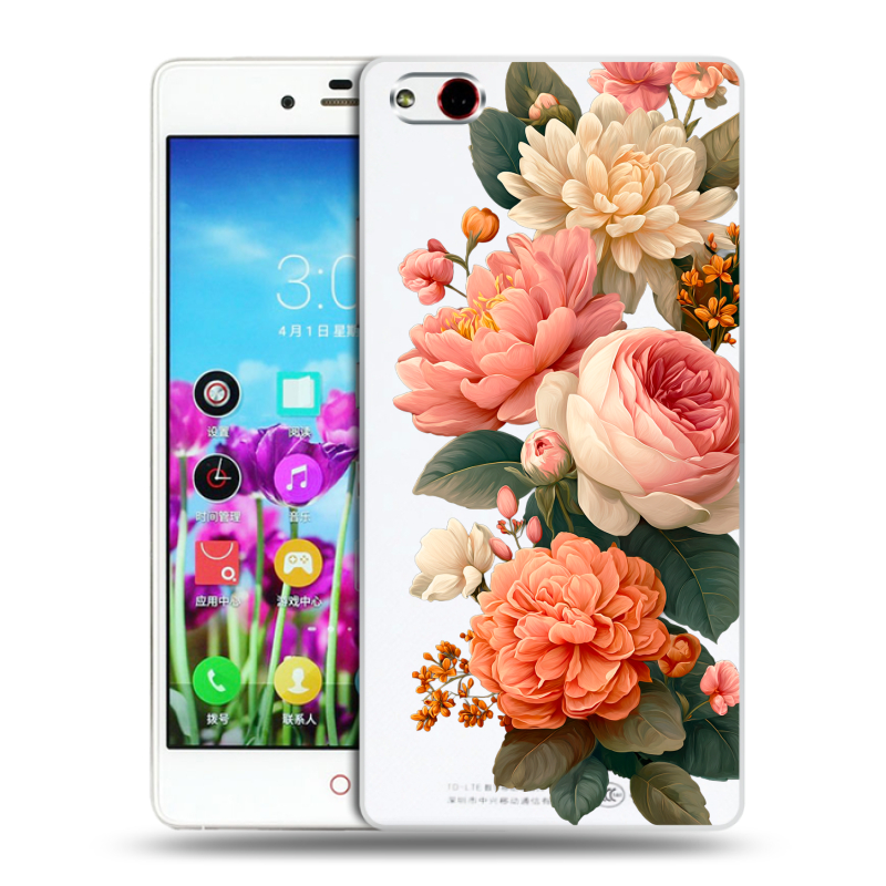 Силиконовый чехол на ZTE Nubia Z9 Max с принтом цветы Силиконовый чехол на ZTE Nubia Z9 Max с принтом цветы