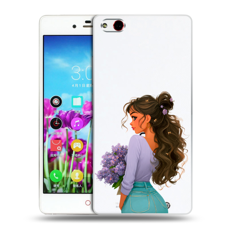 Пластиковый чехол на ZTE Nubia Z9 Max с принтом девушка цветы Пластиковый чехол на ZTE Nubia Z9 Max с принтом девушка цветы