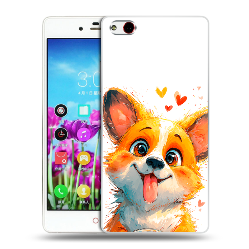 Пластиковый чехол на ZTE Nubia Z9 Max с принтом корги Пластиковый чехол на ZTE Nubia Z9 Max с принтом корги