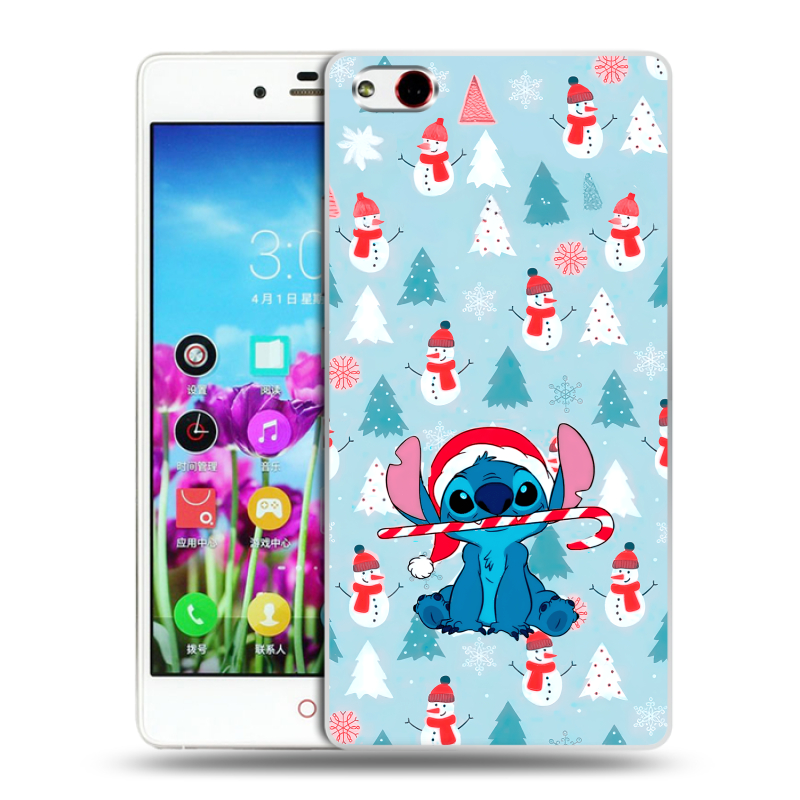 Пластиковый чехол на ZTE Nubia Z9 Max с принтом Стич Новый год Пластиковый чехол на ZTE Nubia Z9 Max с принтом Стич Новый год