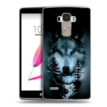 Силиконовый чехол на LG G4 Stylus с принтом Лесной волк