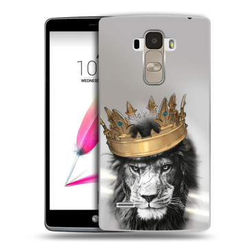 Силиконовый чехол на LG G4 Stylus с принтом Лев с короной