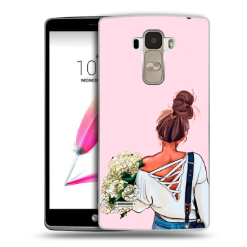 Силиконовый чехол на LG G4 Stylus с принтом Девушка и букет
