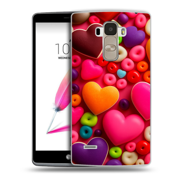 Силиконовый чехол на LG G4 Stylus с принтом Сердечки