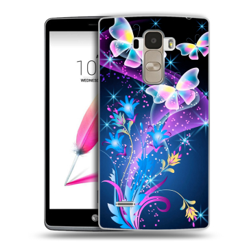 Силиконовый чехол на LG G4 Stylus с принтом Бабочки