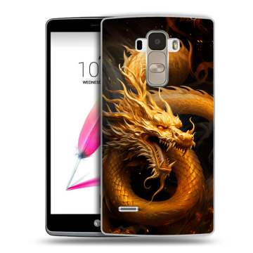 Силиконовый чехол на LG G4 Stylus с принтом Золотой дракон Силиконовый чехол на LG G4 Stylus с принтом Золотой дракон
