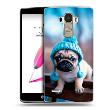 Силиконовый чехол на LG G4 Stylus с принтом Мопс в шапке