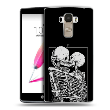 Силиконовый чехол на LG G4 Stylus с принтом Поцелуй скелетов