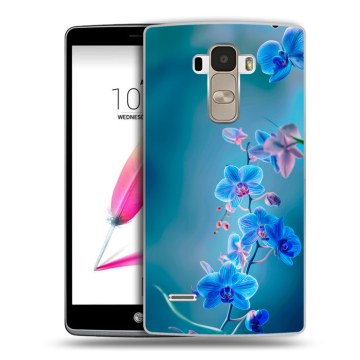 Силиконовый чехол на LG G4 Stylus с принтом Голубые цветы