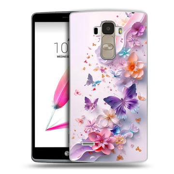 Силиконовый чехол на LG G4 Stylus с принтом цветы бабочки