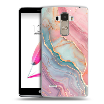 Силиконовый чехол на LG G4 Stylus с принтом розовый мрамор