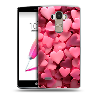 Силиконовый чехол на LG G4 Stylus с принтом розовые сердечки
