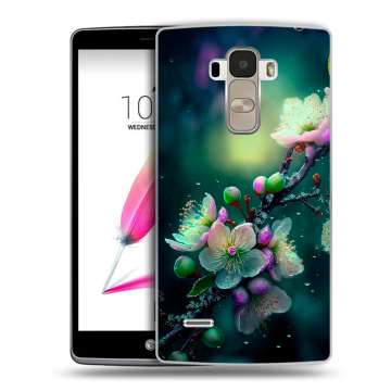 Силиконовый чехол на LG G4 Stylus с принтом Цветы и мрамор