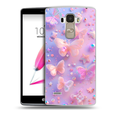 Силиконовый чехол на LG G4 Stylus с принтом Бабочки