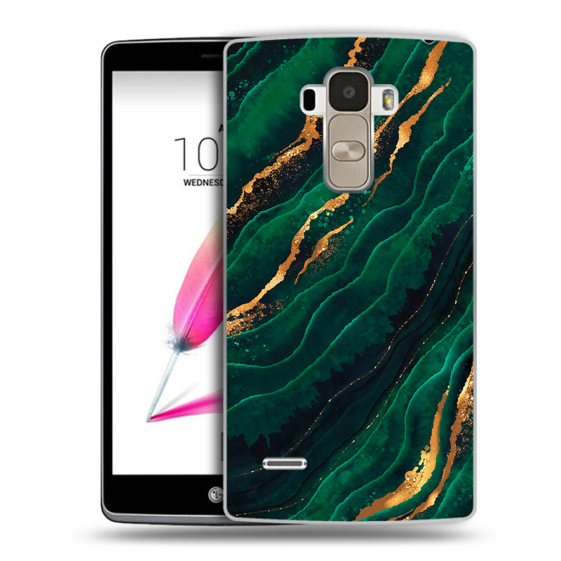 Пластиковый чехол на LG G4 Stylus с принтом Мрамор зеленое золото Пластиковый чехол на LG G4 Stylus с принтом Мрамор зеленое золото