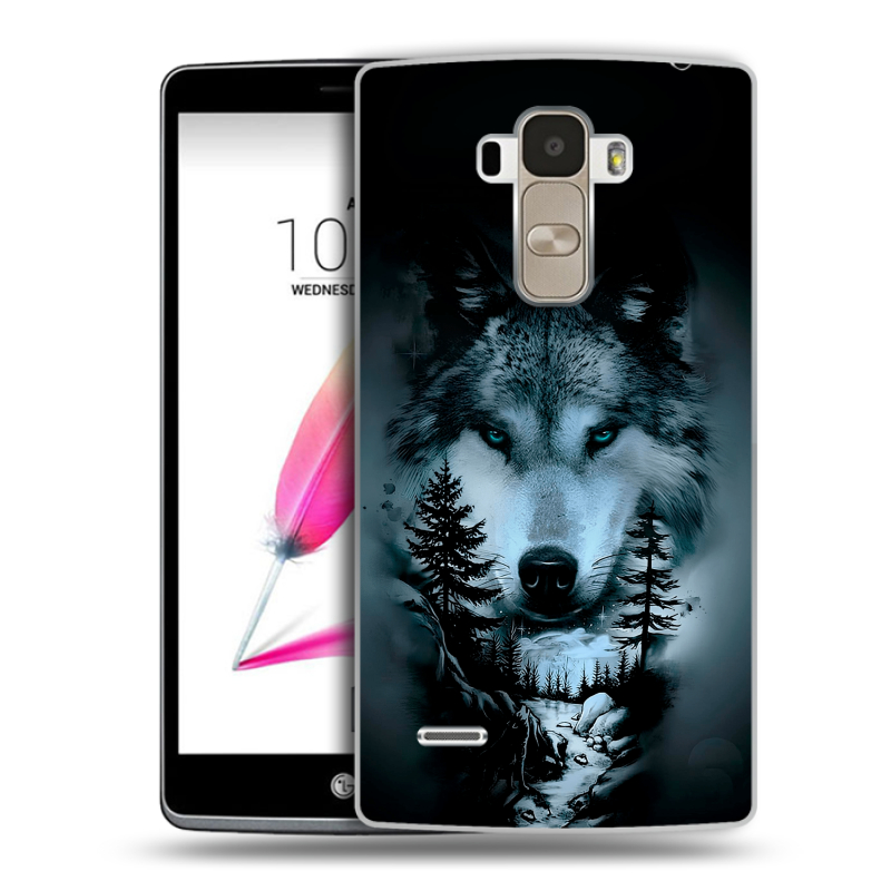 Пластиковый чехол на LG G4 Stylus с принтом Лесной волк Пластиковый чехол на LG G4 Stylus с принтом Лесной волк