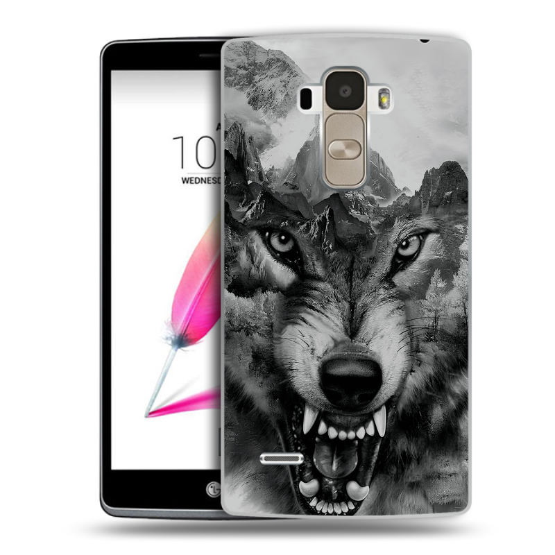 Силиконовый чехол на LG G4 Stylus с принтом Волк Силиконовый чехол на LG G4 Stylus с принтом Волк