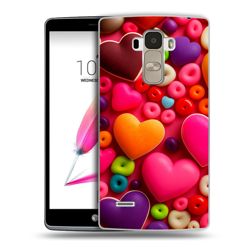 Силиконовый чехол на LG G4 Stylus с принтом Сердечки Силиконовый чехол на LG G4 Stylus с принтом Сердечки