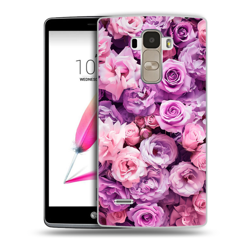 Пластиковый чехол на LG G4 Stylus с принтом лавандовые розы Пластиковый чехол на LG G4 Stylus с принтом лавандовые розы