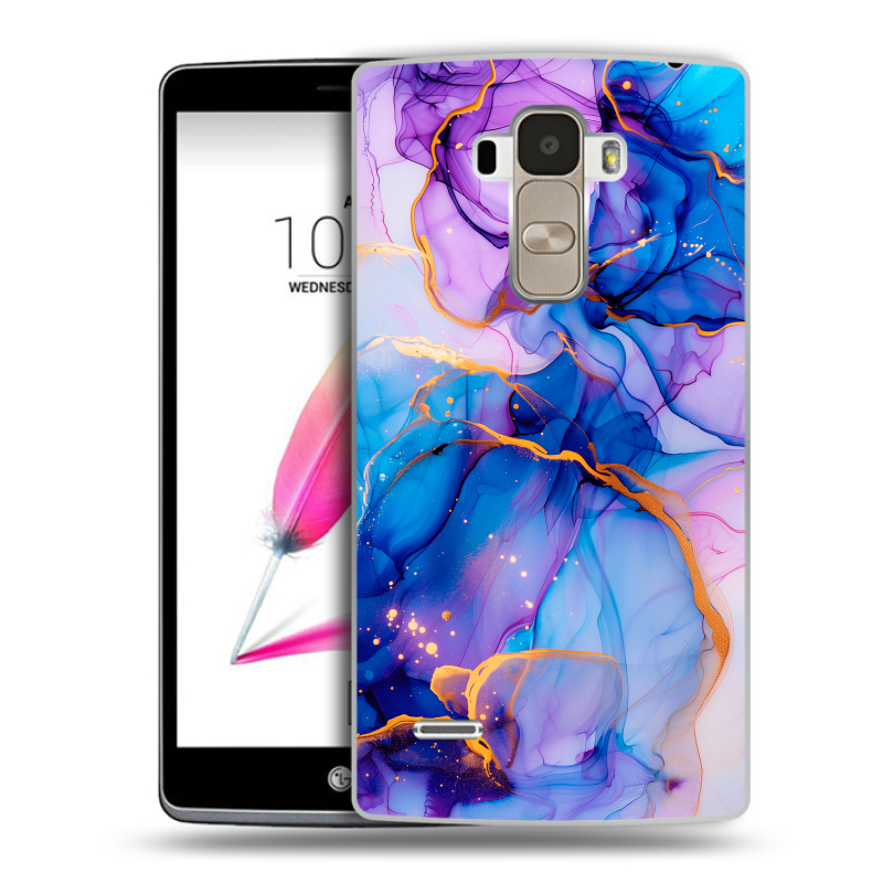 Силиконовый чехол на LG G4 Stylus с принтом синий мрамор Силиконовый чехол на LG G4 Stylus с принтом синий мрамор