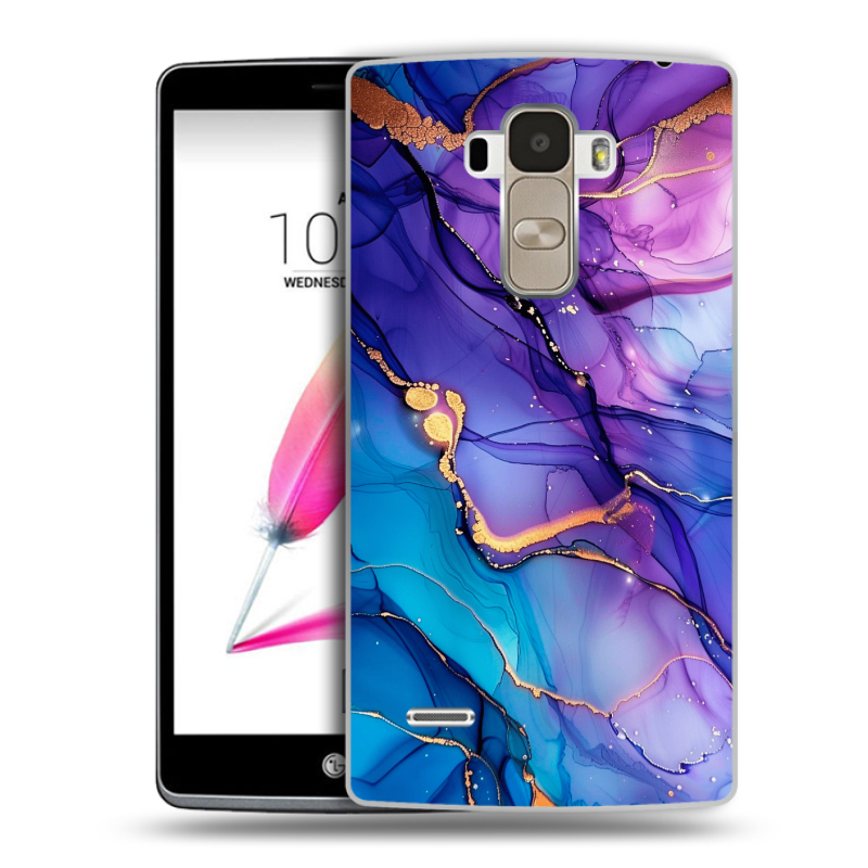 Пластиковый чехол на LG G4 Stylus с принтом синий мрамор Пластиковый чехол на LG G4 Stylus с принтом синий мрамор