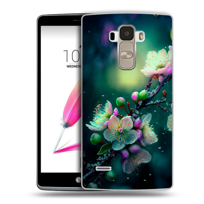 Пластиковый чехол на LG G4 Stylus с принтом Цветы и мрамор Пластиковый чехол на LG G4 Stylus с принтом Цветы и мрамор