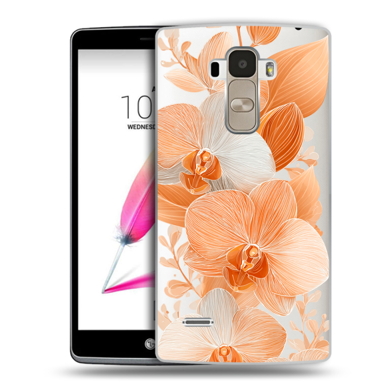 Пластиковый чехол на LG G4 Stylus с принтом Бежевые цветы Пластиковый чехол на LG G4 Stylus с принтом Бежевые цветы