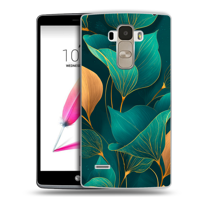 Пластиковый чехол на LG G4 Stylus с принтом Листья и золото Пластиковый чехол на LG G4 Stylus с принтом Листья и золото