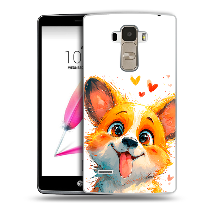 Силиконовый чехол на LG G4 Stylus с принтом корги Силиконовый чехол на LG G4 Stylus с принтом корги