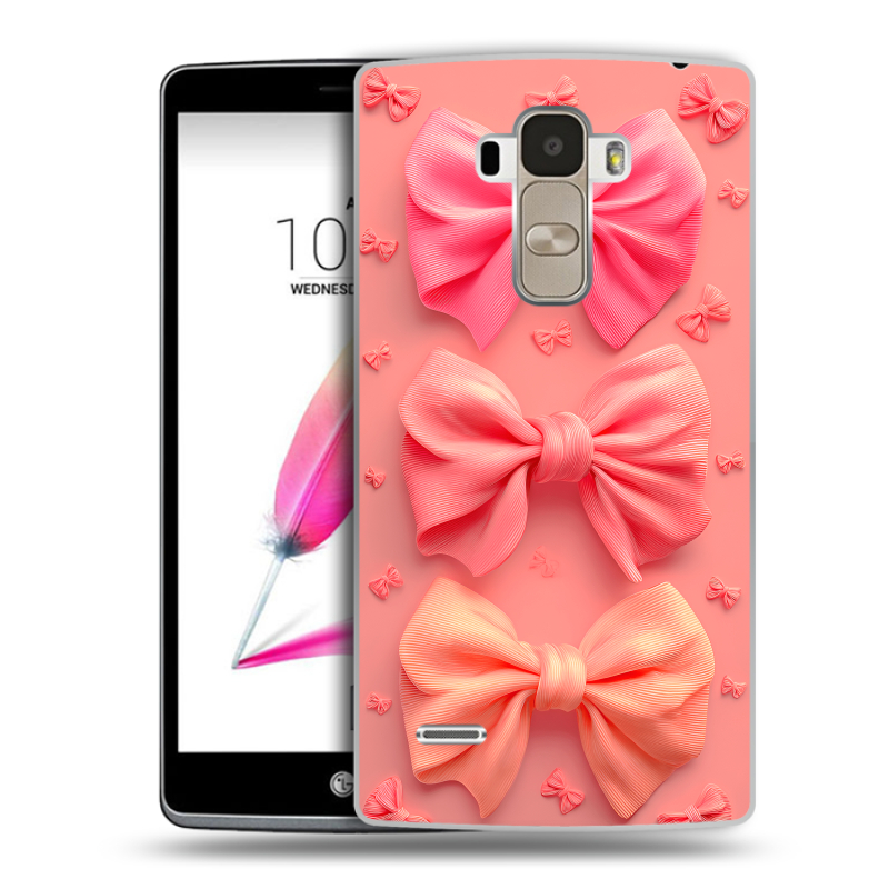 Силиконовый чехол на LG G4 Stylus с принтом Розовые бантики Силиконовый чехол на LG G4 Stylus с принтом Розовые бантики