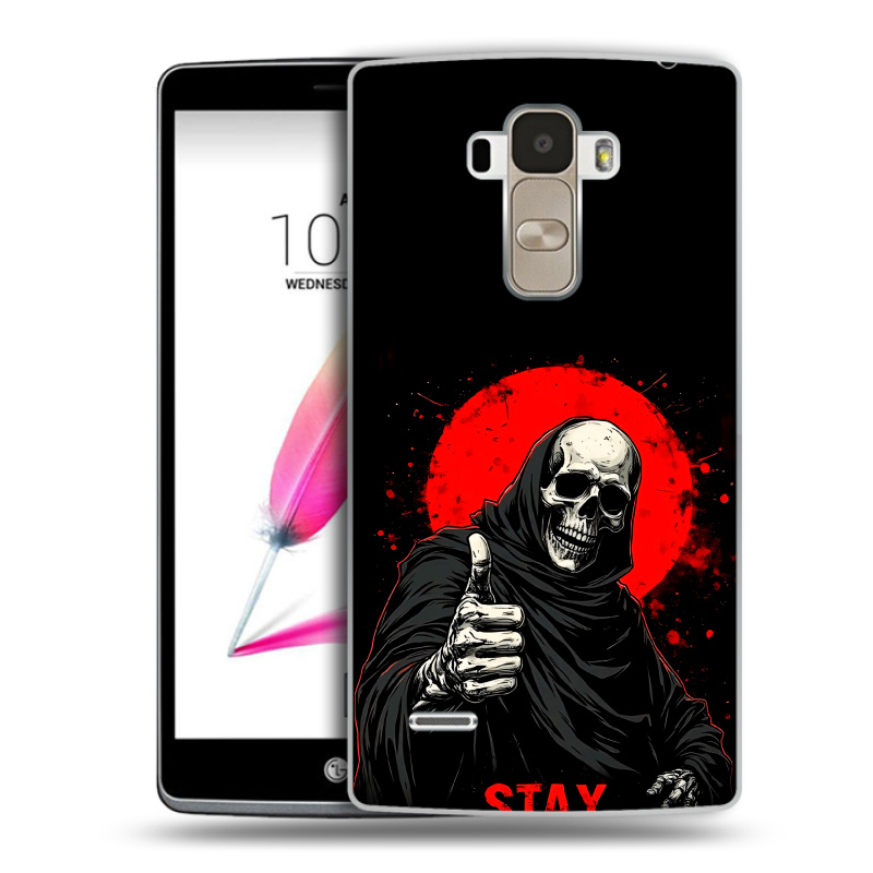 Силиконовый чехол на LG G4 Stylus с принтом смешной скелет Силиконовый чехол на LG G4 Stylus с принтом смешной скелет